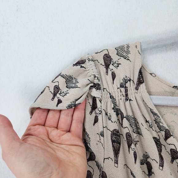 Leifnotes Dress Womens Small Tan Up Away Hot Air Balloon A Line Anthropologie - Picture 3 of 14